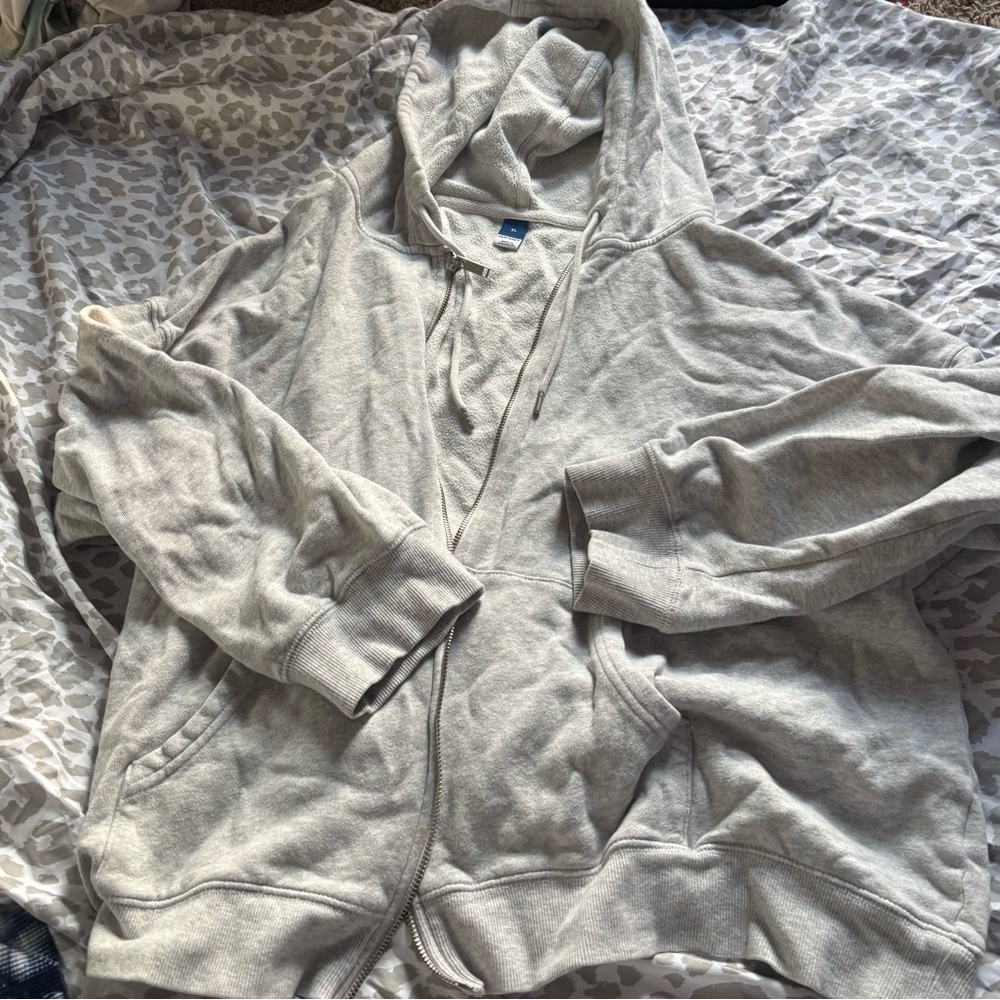 Cropped grey old navy zip-uphoodie
